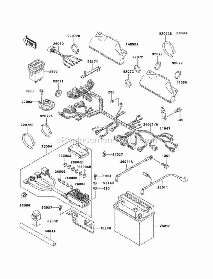 Chassis Electrical Equipment Diagram and Parts List for KAF620-E5  Kawasaki 