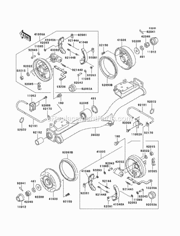 Rear Hubs/Brakes Diagram and Parts List for KAF620-H3  Kawasaki 