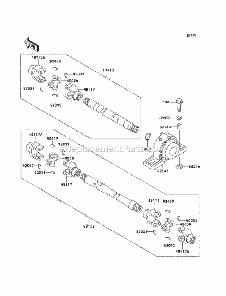 Drive Shaft-Propeller Diagram and Parts List for KAF620-E4  Kawasaki 