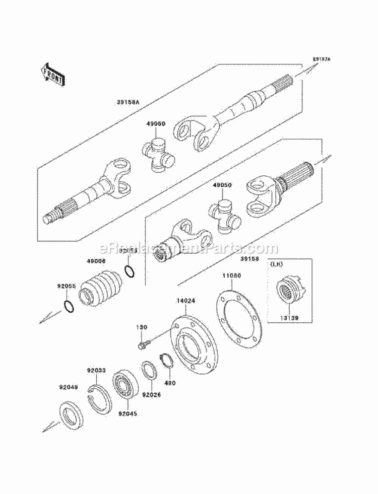 Drive Shaft-Rear Diagram and Parts List for KAF620-H3  Kawasaki 