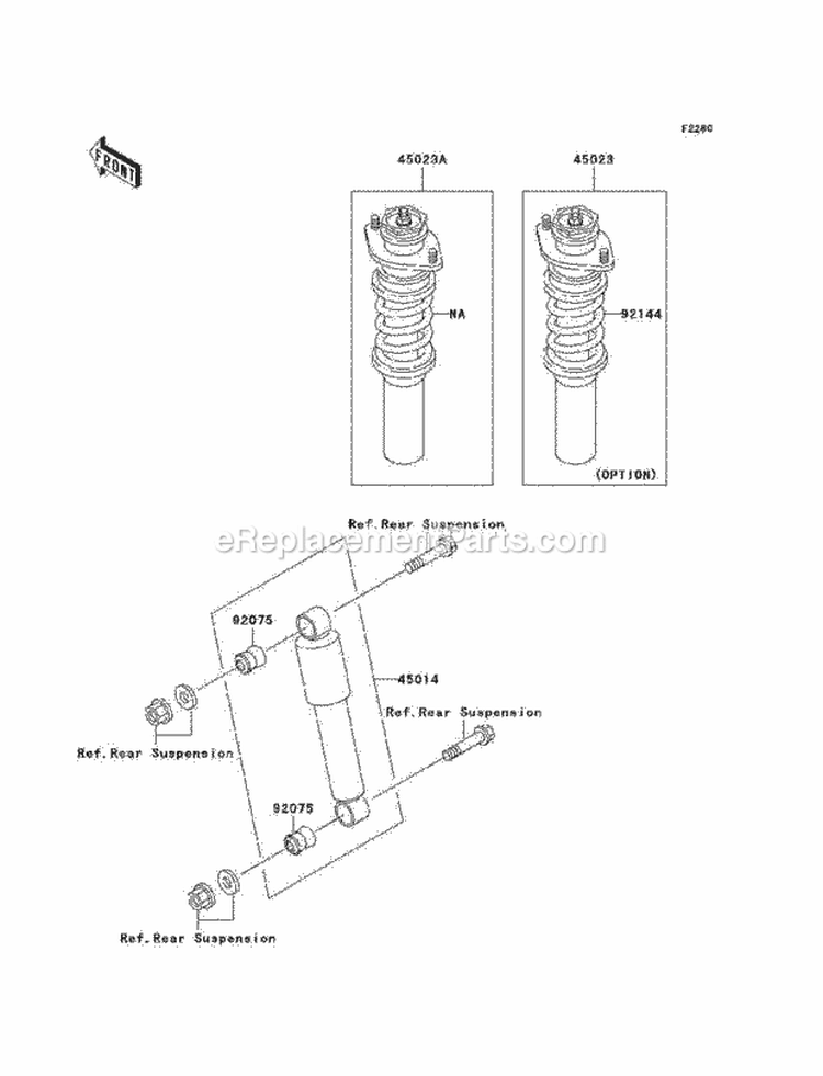Shock Absorbers Diagram and Parts List for KAF620-H3  Kawasaki 