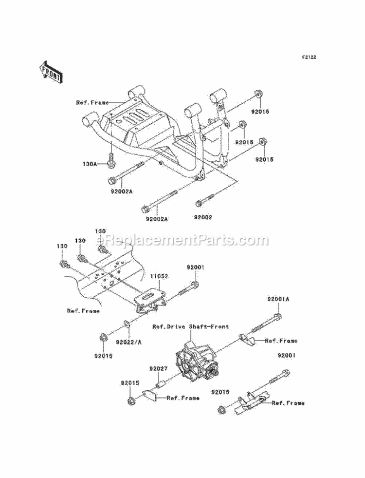 Engine Mount Diagram and Parts List for KAF620-H3  Kawasaki 
