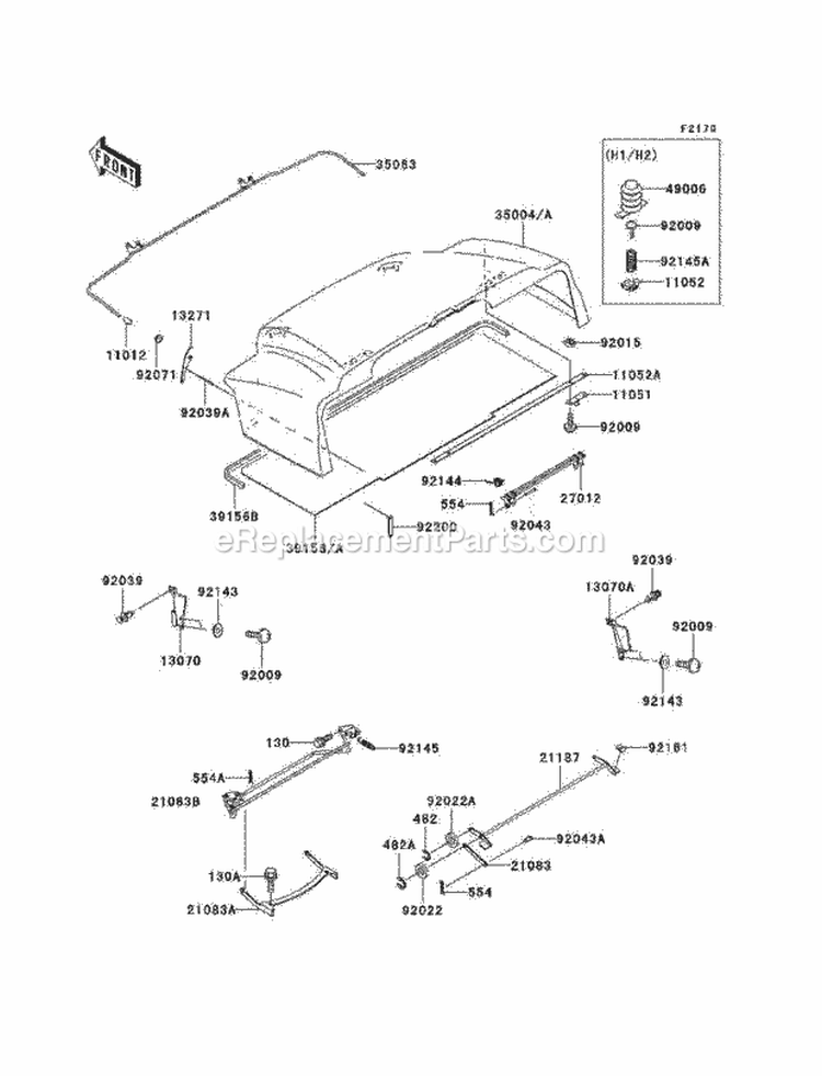 Fenders Diagram and Parts List for KAF620-H3  Kawasaki 