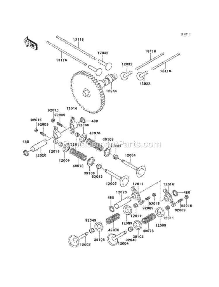 Valve/Camshaft Diagram and Parts List for KAF620-H3  Kawasaki 