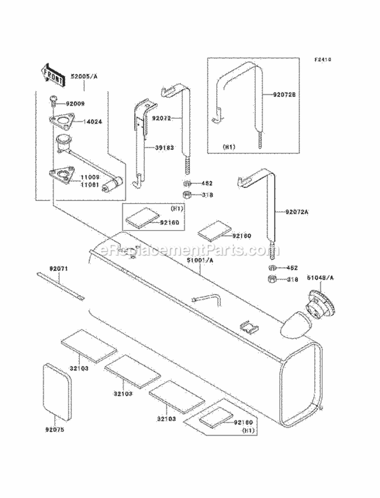 Fuel Tank Diagram and Parts List for KAF620-H3  Kawasaki 