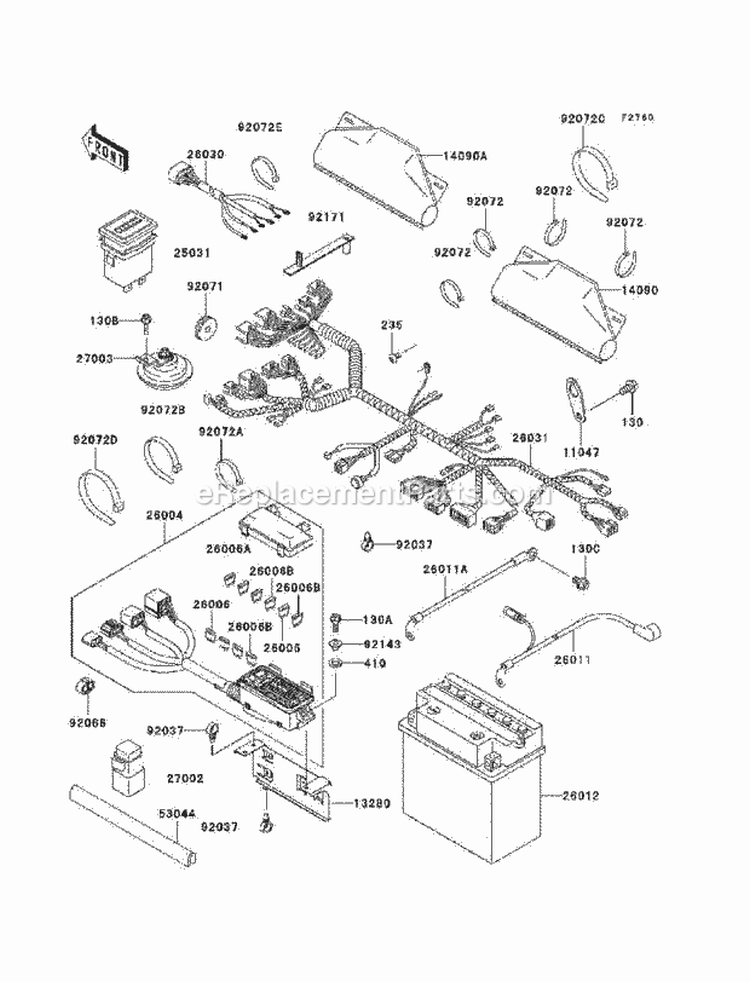 Chassis Electrical Equipment Diagram and Parts List for KAF620-H6F 2006 Kawasaki 