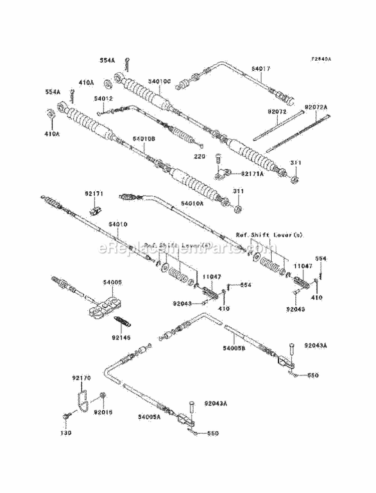 Cables Diagram and Parts List for KAF620-H7F 2007 Kawasaki 