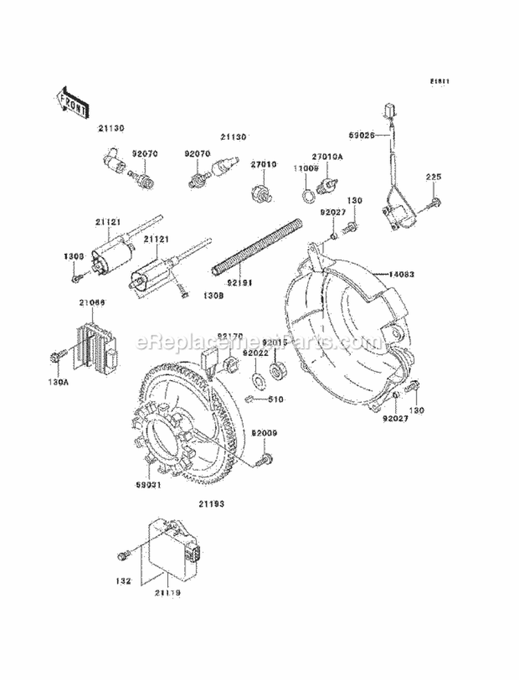Generator/Ignition Coil Diagram and Parts List for KAF620-H7F 2007 Kawasaki 
