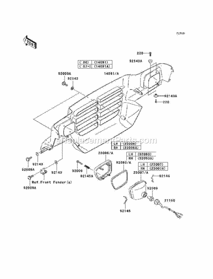 Headlights Diagram and Parts List for KAF620-H7F 2007 Kawasaki 