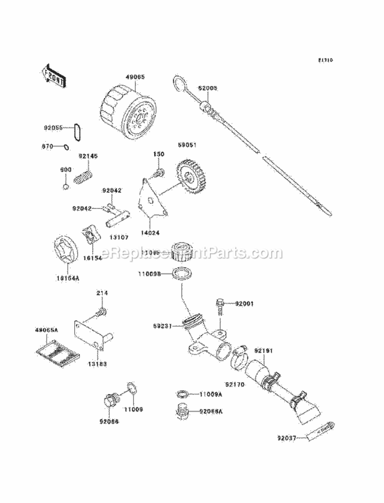 Oil Pump/Oil Filter Diagram and Parts List for KAF620-H6F 2006 Kawasaki 