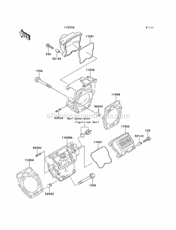 Cylinder Head Diagram and Parts List for KAF620-H7F 2007 Kawasaki 