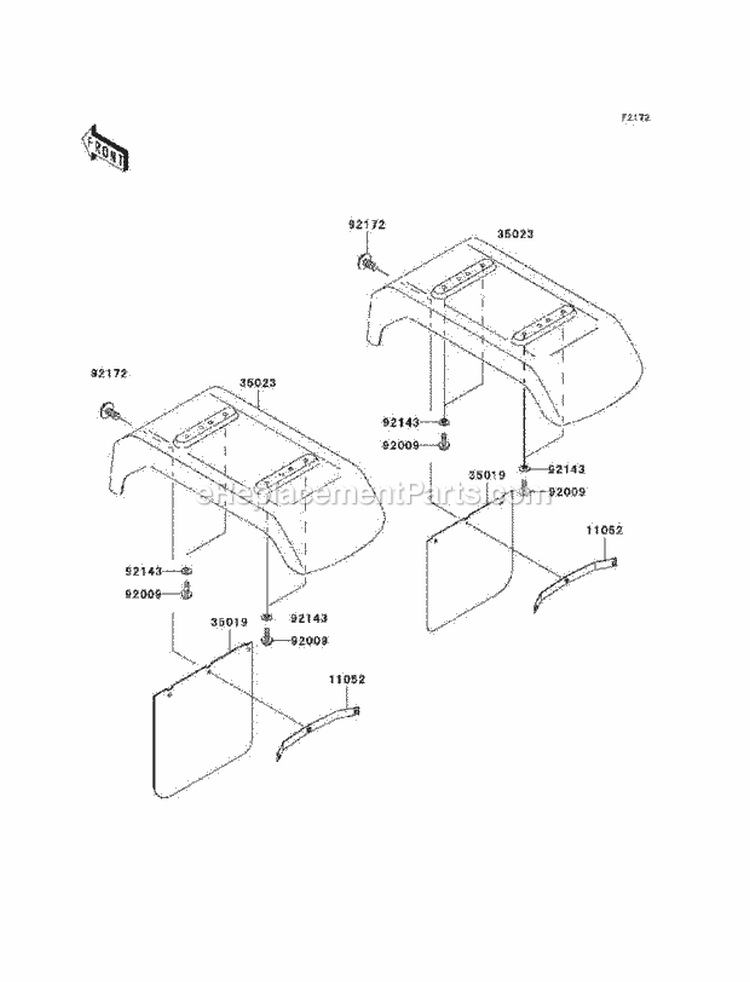 Rear Fenders Diagram and Parts List for KAF620-H7F 2007 Kawasaki 