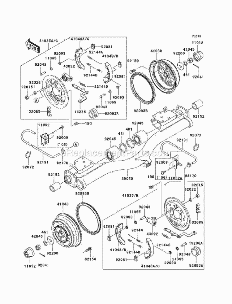 Rear Hubs/Brakes Diagram and Parts List for KAF620-H2  Kawasaki 