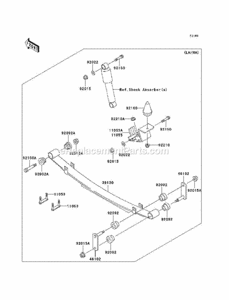 Rear Suspension Diagram and Parts List for KAF620-H7F 2007 Kawasaki 