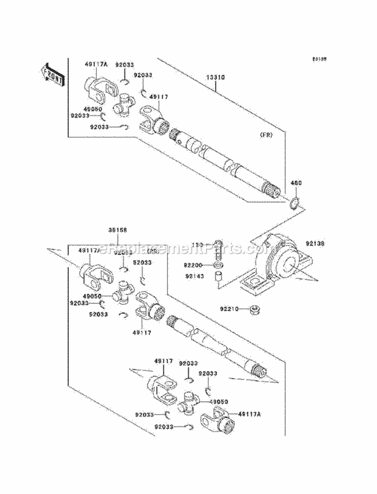 Drive Shaft-Propeller Diagram and Parts List for KAF620-E7F 2007 Kawasaki 