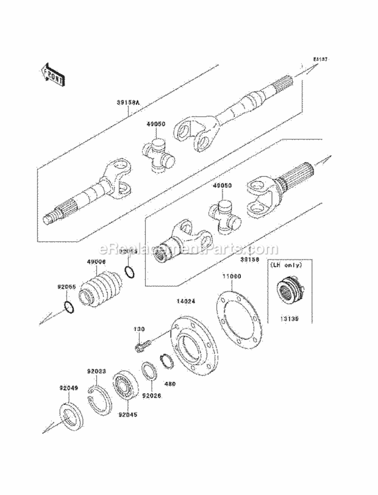 Drive Shaft-Rear Diagram and Parts List for KAF620-H7F 2007 Kawasaki 