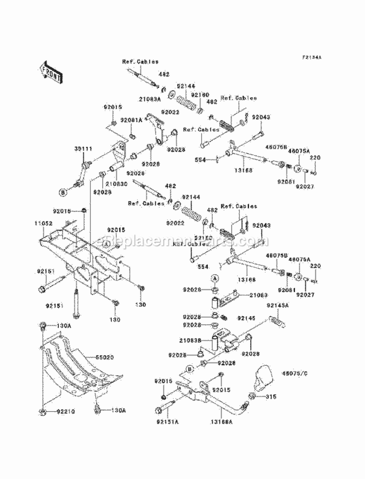 Shift Levers Diagram and Parts List for KAF620-H7F 2007 Kawasaki 