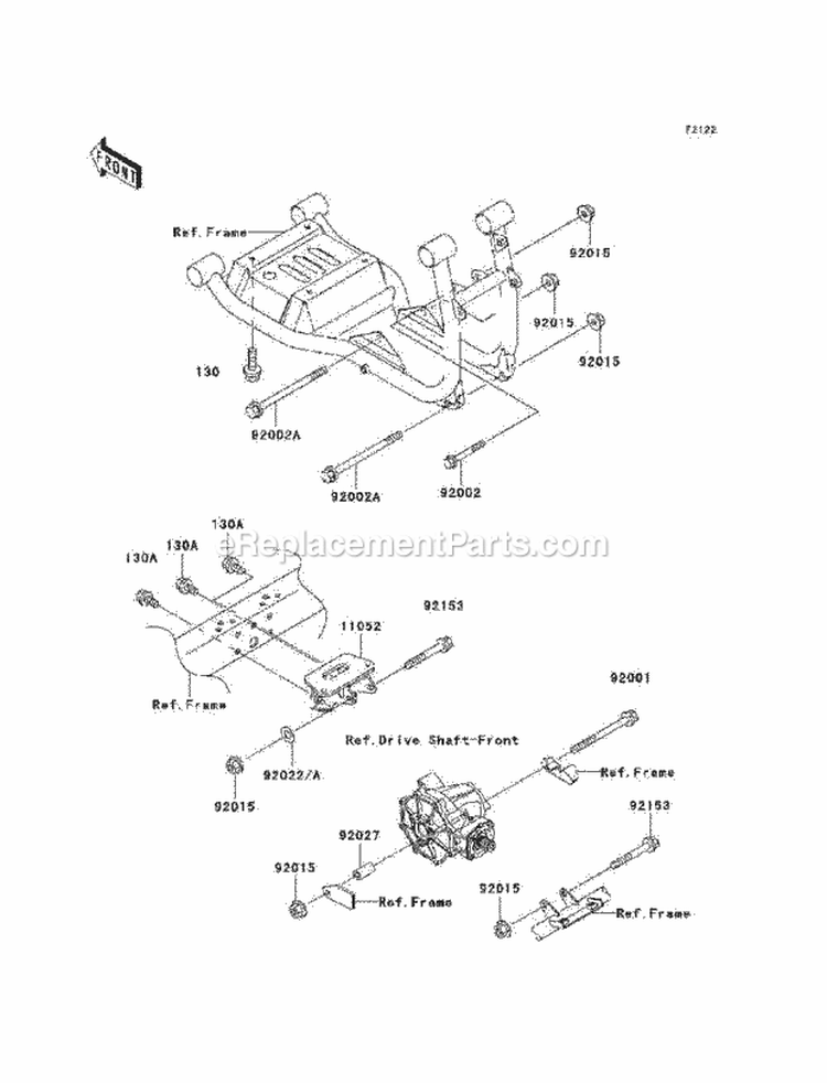 Engine Mount Diagram and Parts List for KAF620-H7F 2007 Kawasaki 