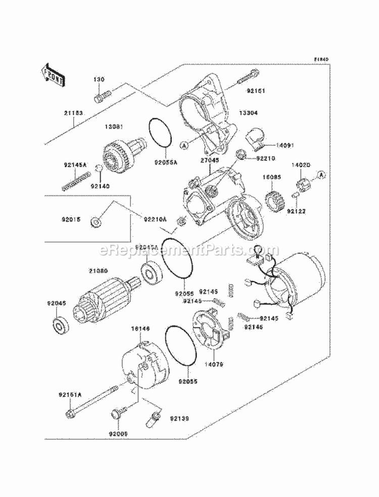 Starter Motor Diagram and Parts List for KAF620-H7F 2007 Kawasaki 