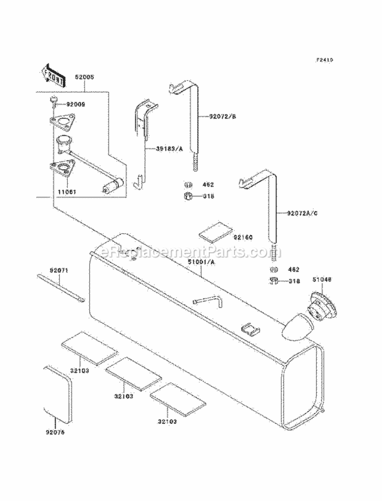 Fuel Tank Diagram and Parts List for KAF620-H6F 2006 Kawasaki 