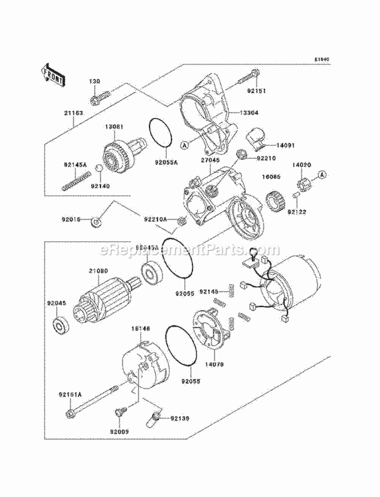 Starter Motor Diagram and Parts List for KAF620-J1 2005 Kawasaki 
