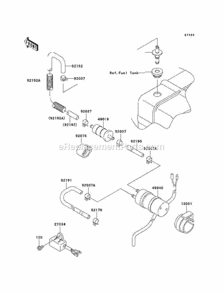 Fuel Pump Diagram and Parts List for KAF620-J1 2005 Kawasaki 