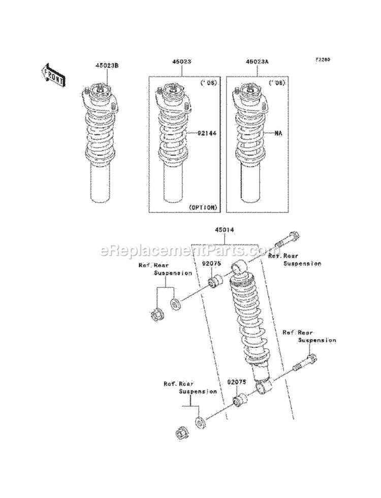 Shock Absorbers Diagram and Parts List for KAF620-J7F 2007 Kawasaki 