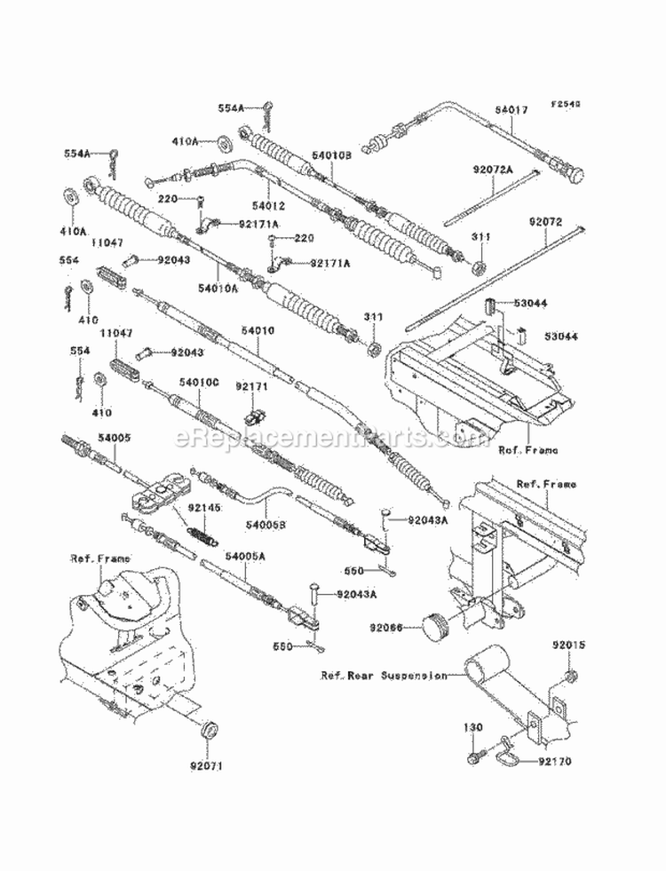 Cables Diagram and Parts List for KAF620-K1 2005 Kawasaki 