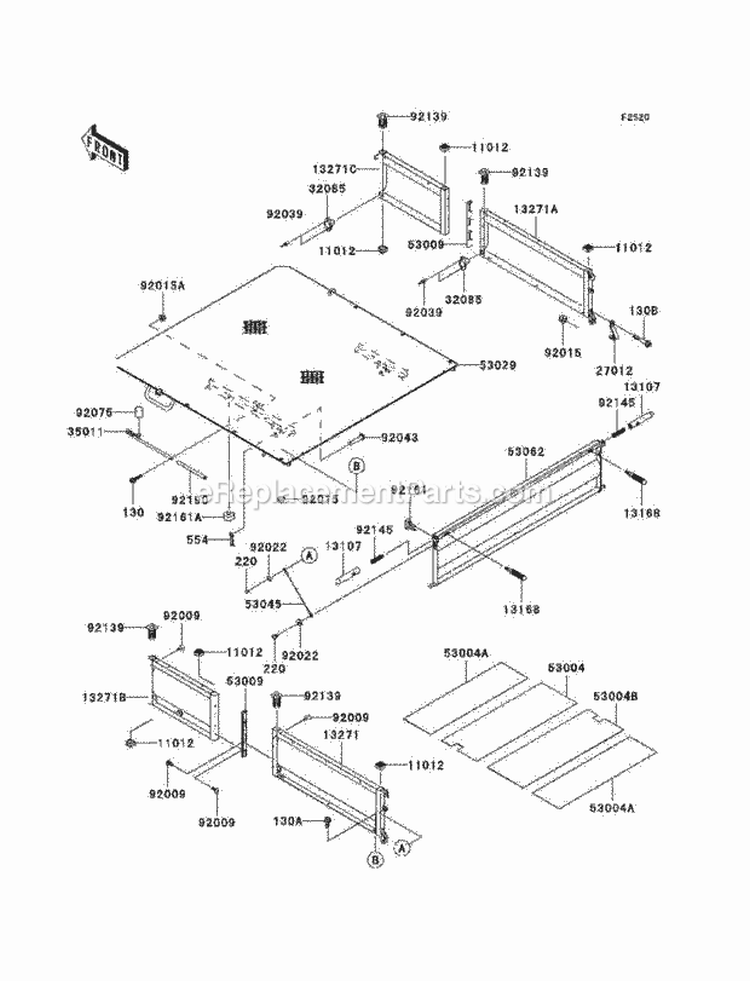 Carriers Diagram and Parts List for KAF620-K1 2005 Kawasaki 