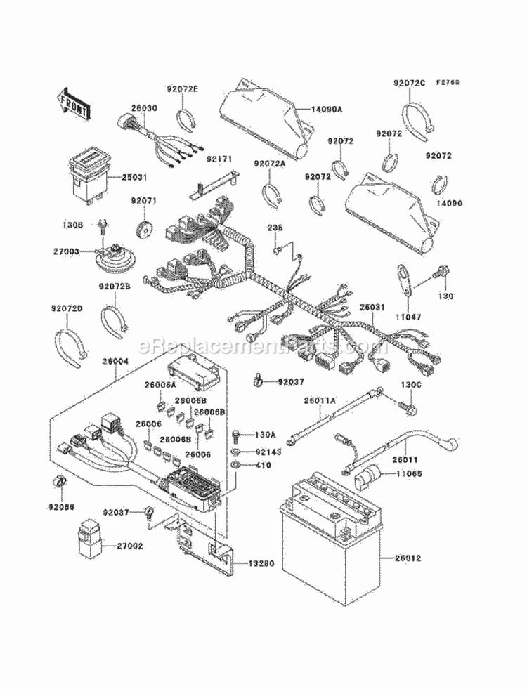 Chassis Electrical Equipment Diagram and Parts List for KAF620-K1 2005 Kawasaki 