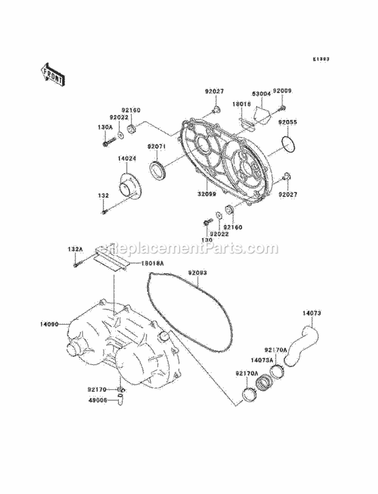 Converter Cover Diagram and Parts List for KAF620-K1 2005 Kawasaki 