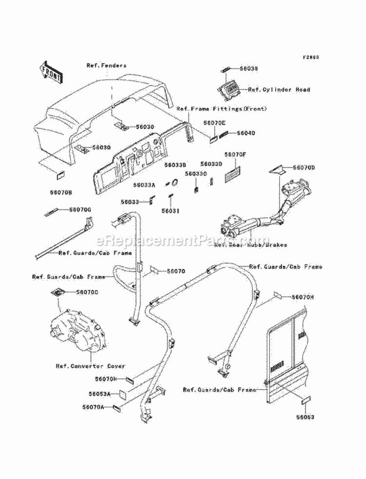 Labels Diagram and Parts List for KAF620-K1 2005 Kawasaki 