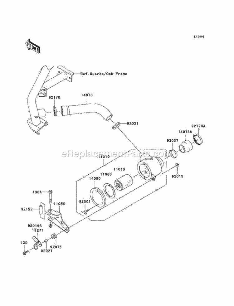 Air Cleaner-Belt Converter Diagram and Parts List for KAF620-K1 2005 Kawasaki 
