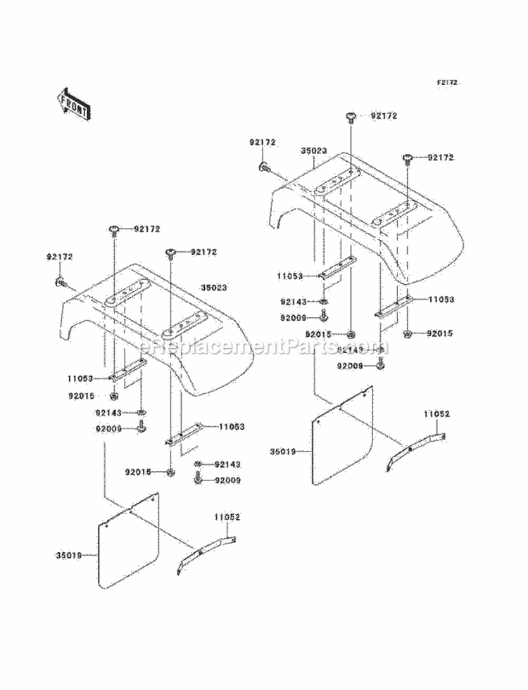 Rear Fenders Diagram and Parts List for KAF620-K1 2005 Kawasaki 