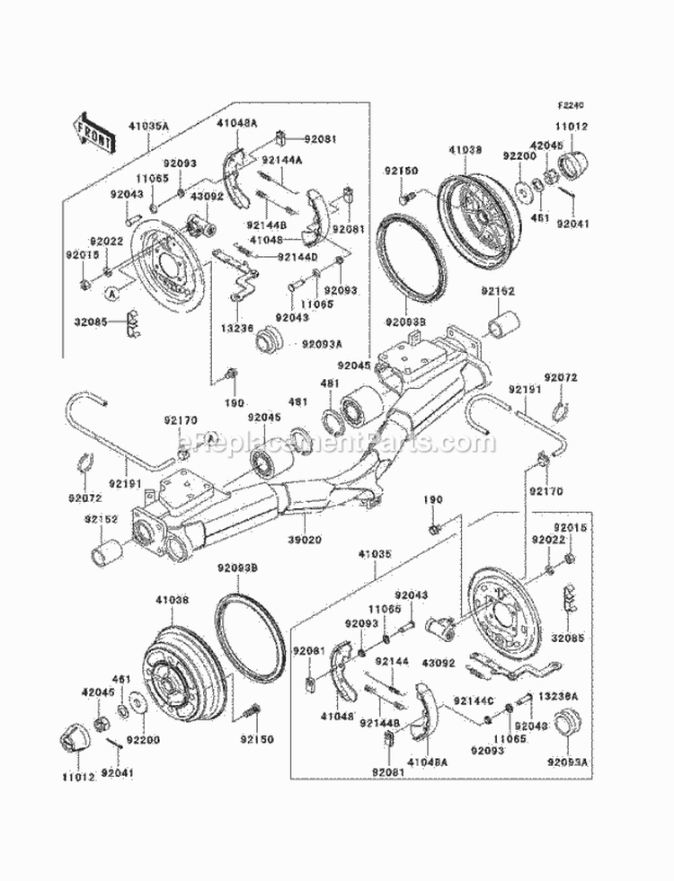 Rear Hubs/Brakes Diagram and Parts List for KAF620-K1 2005 Kawasaki 