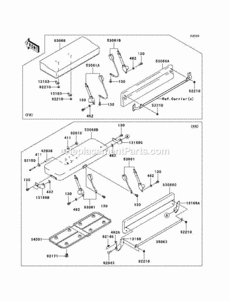 Seat Diagram and Parts List for KAF620-K1 2005 Kawasaki 