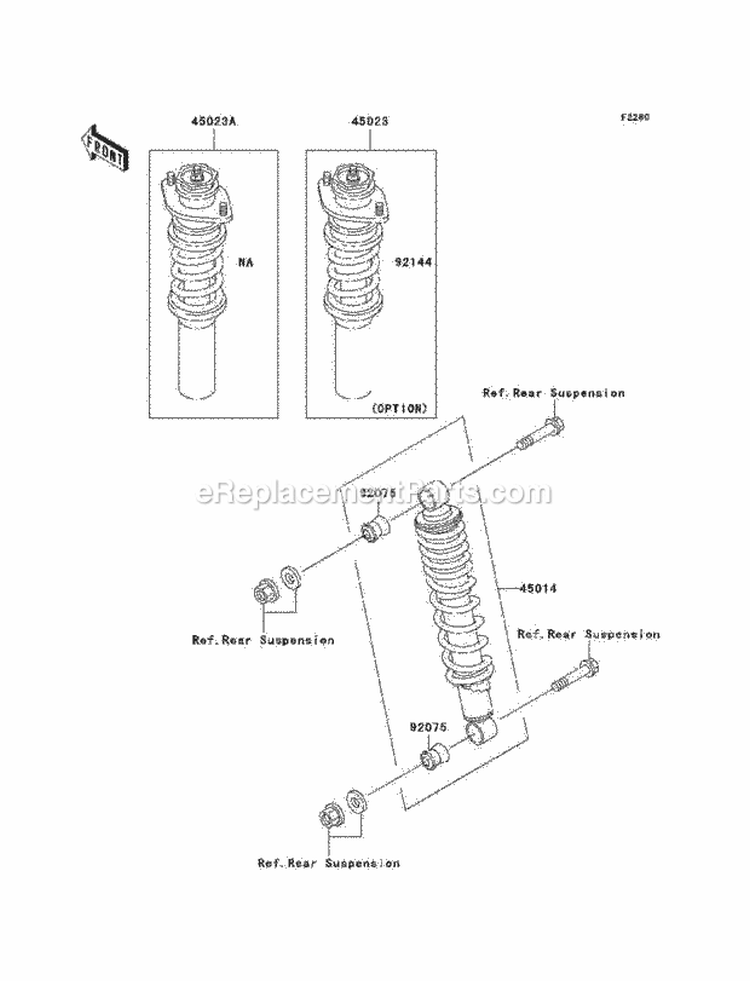 Shock Absorbers Diagram and Parts List for KAF620-K1 2005 Kawasaki 