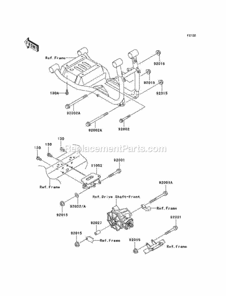 Engine Mount Diagram and Parts List for KAF620-K1 2005 Kawasaki 