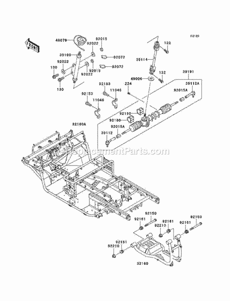 Frame Diagram and Parts List for KAF620-K1 2005 Kawasaki 