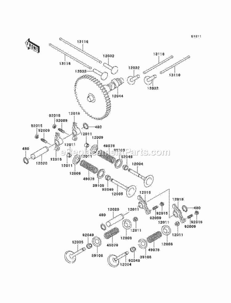 Valves/Camshafts Diagram and Parts List for KAF620-K1 2005 Kawasaki 