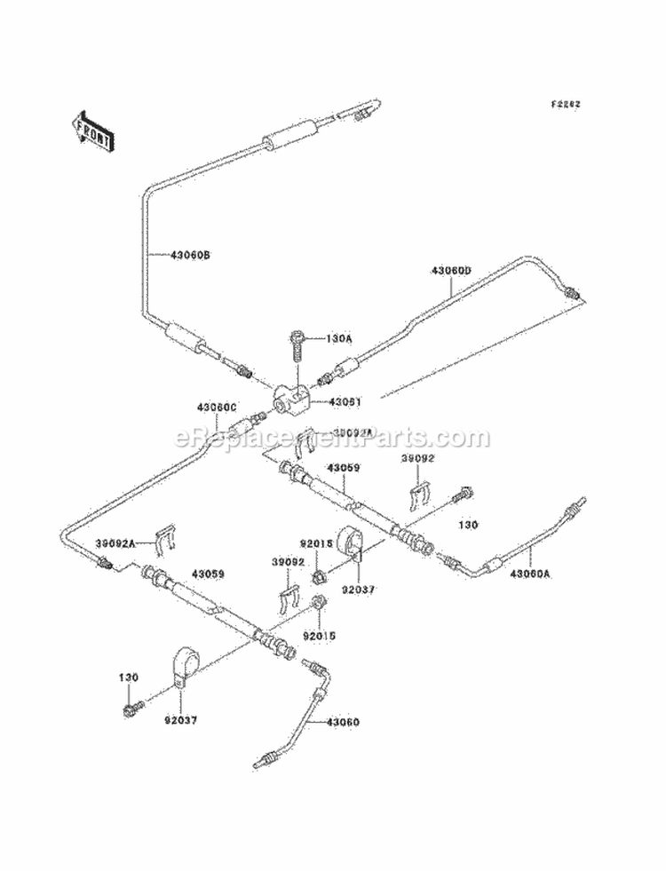 Brake Piping Diagram and Parts List for KAF620-J6F 2006 Kawasaki 