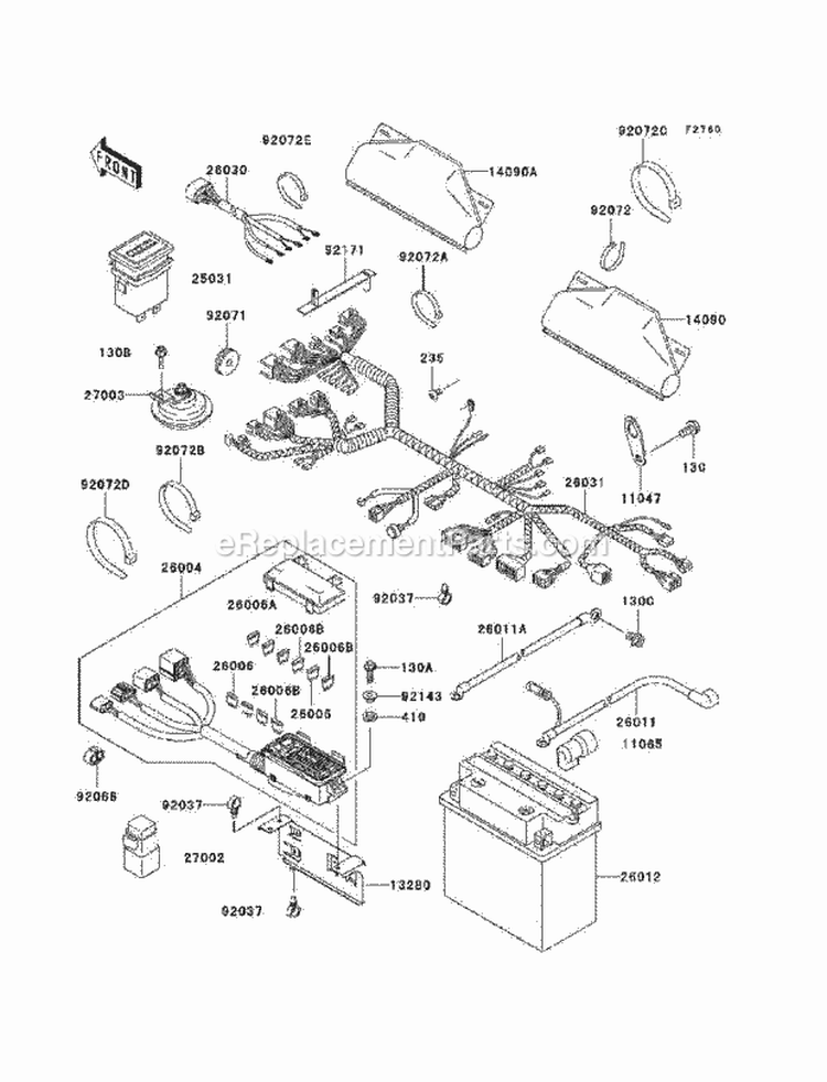 Chassis Electrical Equipment Diagram and Parts List for KAF620-K6F 2006 Kawasaki 