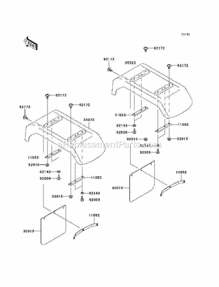 Rear Fenders Diagram and Parts List for KAF620-K7F 2007 Kawasaki 