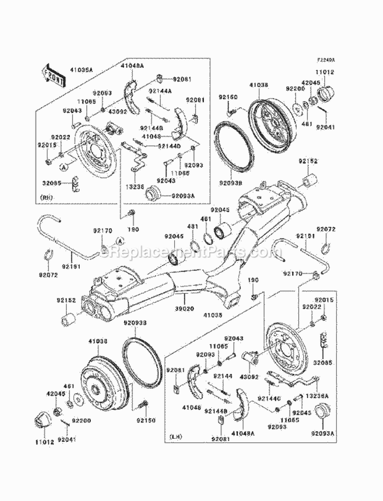 Rear Hubs/Brakes Diagram and Parts List for KAF620-K7F 2007 Kawasaki 