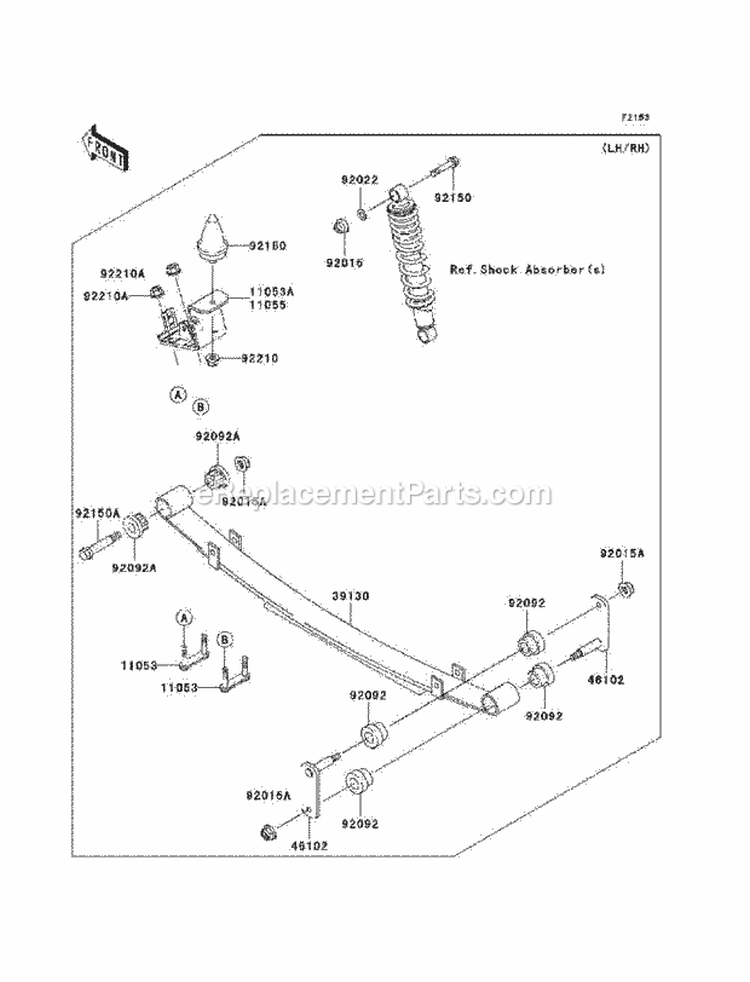 Rear Suspension Diagram and Parts List for KAF620-K6F 2006 Kawasaki 