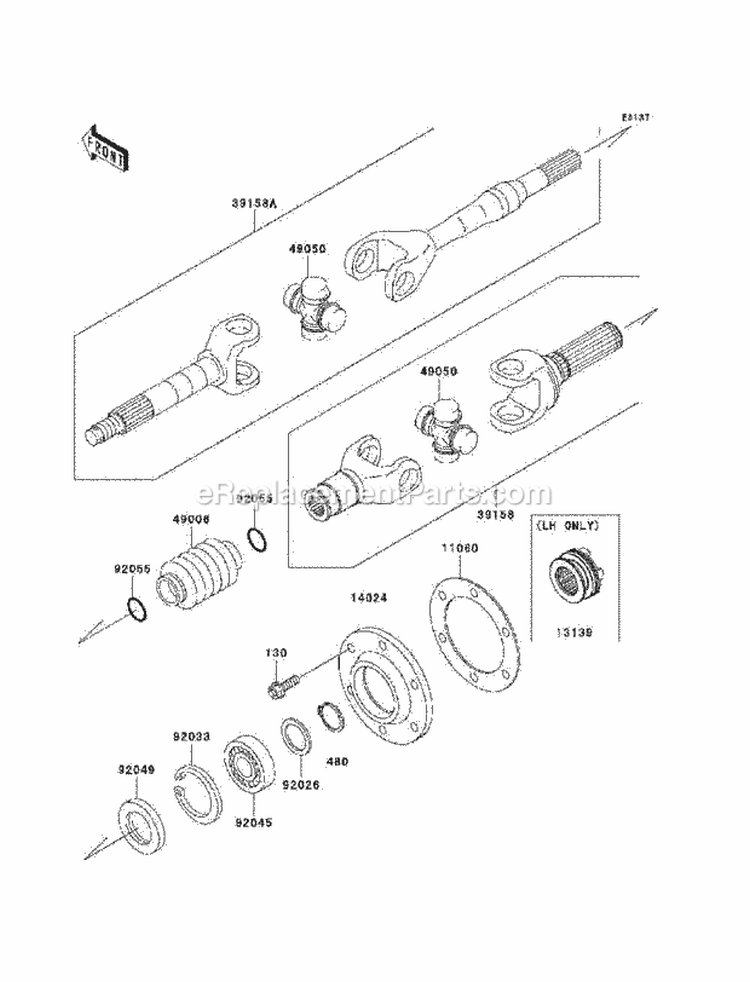 Drive Shaft-Rear Diagram and Parts List for KAF620-E4  Kawasaki 
