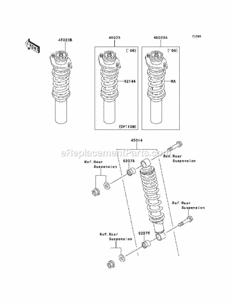Shock Absorbers Diagram and Parts List for KAF620-K7F 2007 Kawasaki 