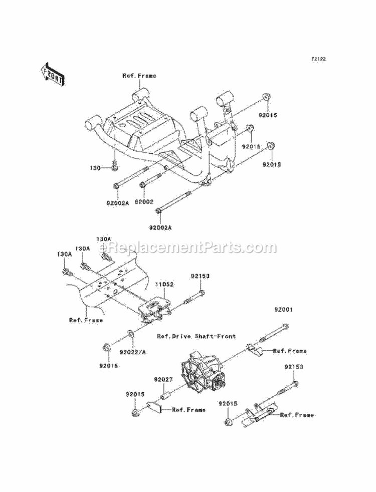 Engine Mount Diagram and Parts List for KAF620-K6F 2006 Kawasaki 