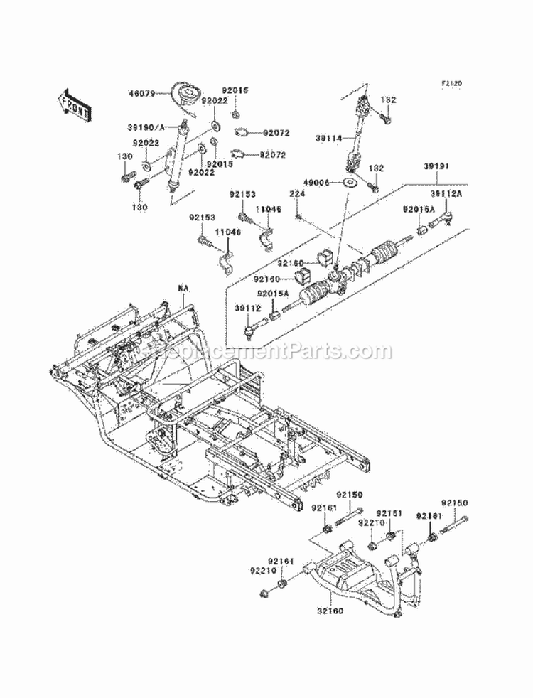 Frame Diagram and Parts List for KAF620-K6F 2006 Kawasaki 