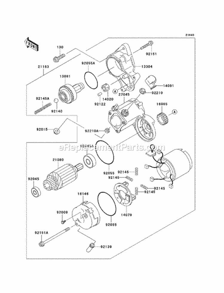 Starter Motor Diagram and Parts List for KAF620-M9F 2009 Kawasaki 